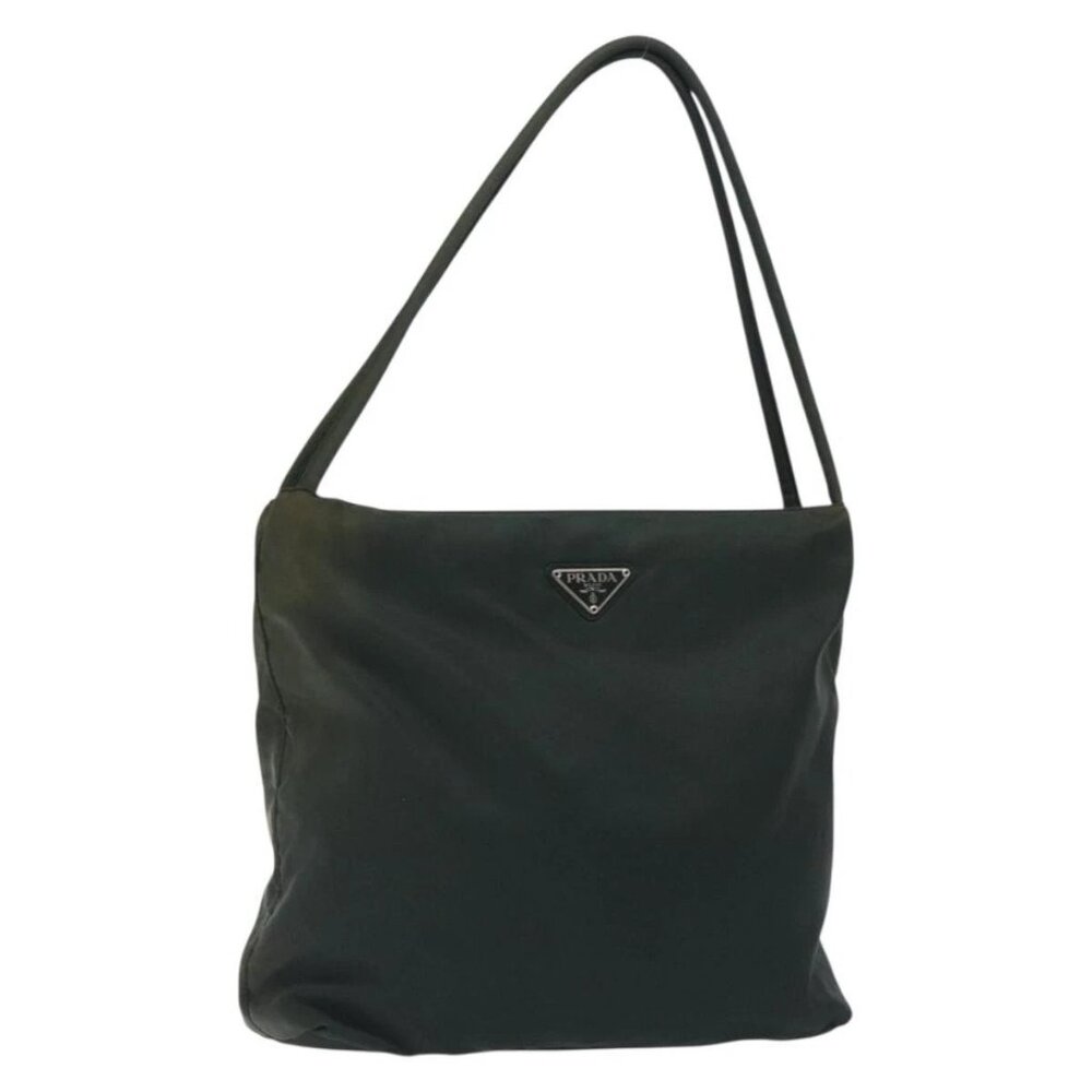 PRADA Tote Bag Nylon Green Silver Auth bs27520